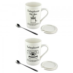 White Ceramic Mug - Telephone