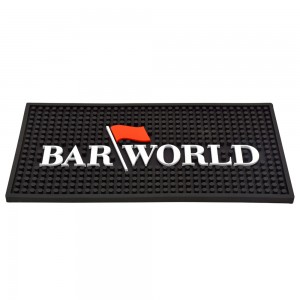 12" X 6" Rectangular Barworld Logo Bar Mat - Black