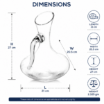 1700 ml Premium Crystal Clear Glass Wine Decanter with Handle - Image 3
